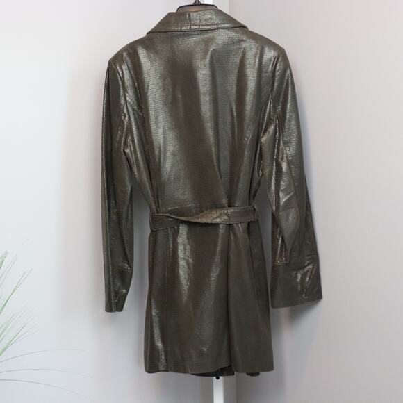 i.e. Genuine Leather Snakeskin Trench Coat w/ Belt Women’s Size L - Picture 2 of 7